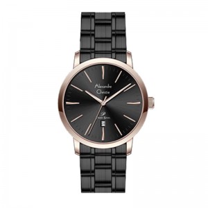 Alexandre Christie AC 1028 Rosegold Black Lady Steel LDBBRBA